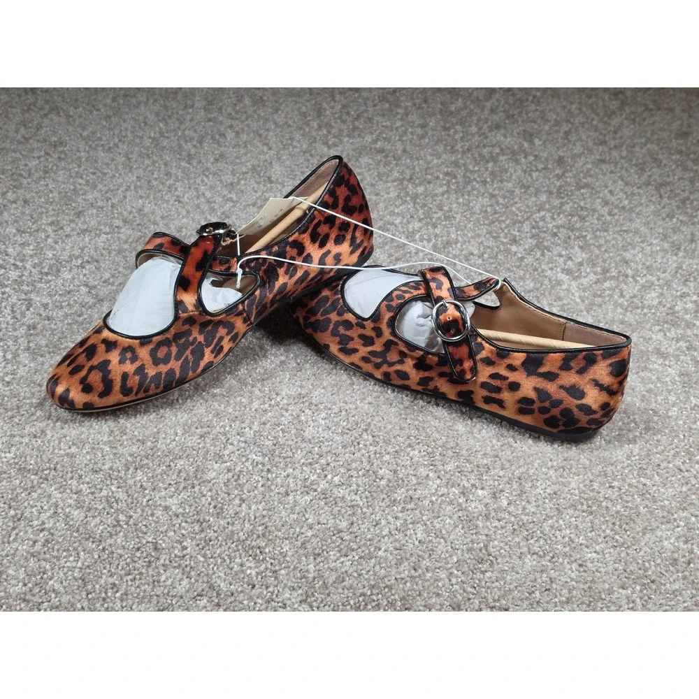 A New Day Tamsin Leopard Print Mary Jane Ballet Flats Brown Animal Print 6.5